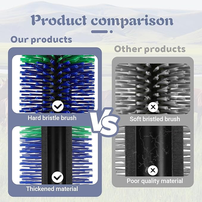 Livestock Scratching Brush, 17.5 x 7.8 Inch Goat Brushes for Grooming, Horse Brushes for Shedding, Livestock Brush with 4 Screws Great for Horse, Elk, Cattle, Pig, Sheep（Green）