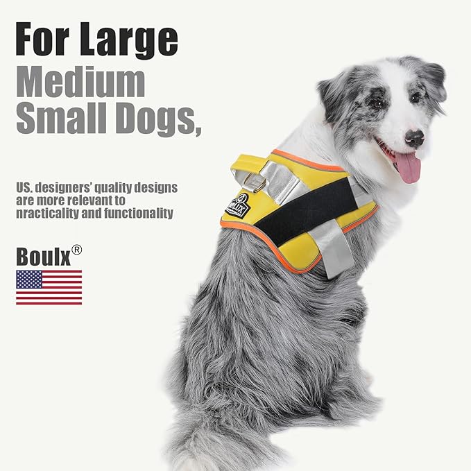Bolux Dog Harness, No-Pull Reflective Dog Vest, Breathable Adjustable Pet Harness with Handle for Outdoor Walking - No More Pulling, Tugging or Choking (XX-Large (Pack of 1), YellowOrange)