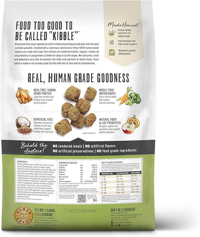 The Honest Kitchen Whole Food Clusters Grain Free Chicken Dry Dog Food, 20 lb Bag