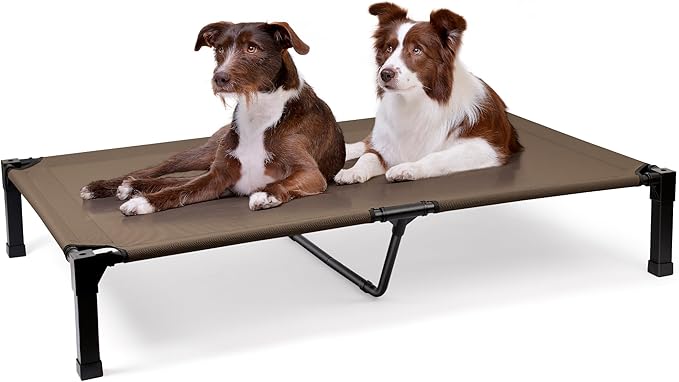 Heeyoo Elevated Dog Bed, Cooling Raised Pet Cot with Chew Proof Washable Breathable Mesh and Metal Frame, Portable Dog Cot Bed with No-Slip Feet for Outdoor or Indoor Use