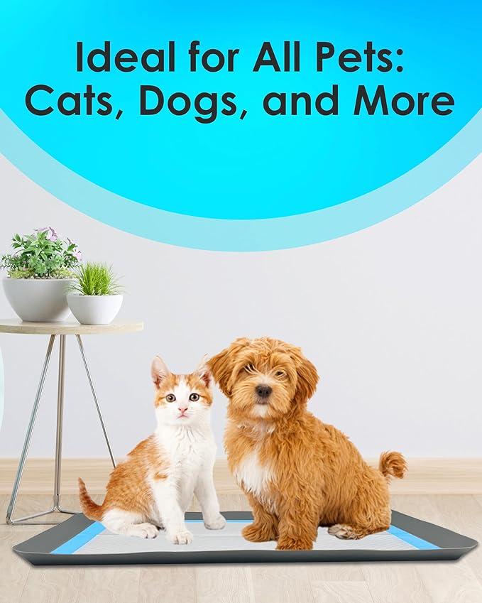 TidyFriend Puppy Pad Holder Tray Fits for 11.5” x 17” Wee Wee Pee Pads - Stable Grip, Raised Edges, Quick-Wipe Silicone Surface Dog Potty Tray Holder for Indoor Flooring Protection (Grey)