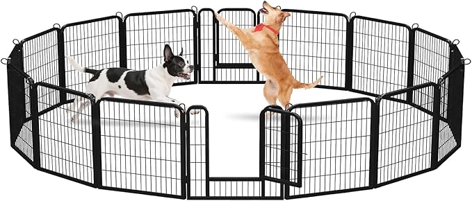 24 Inch Dog Playpen - 16 Panels Metal Pet Exercise Pen for Puppy, Indoor/Outdoor Dog Fence for Yard, Garden, Camping & RV Travel
