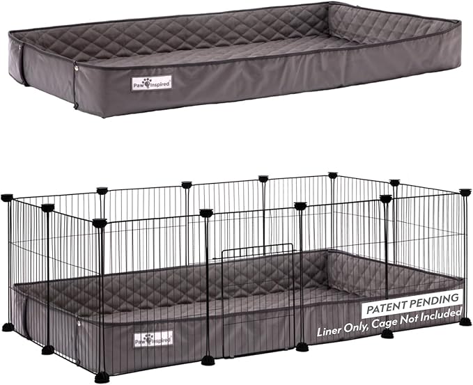 Paw Inspired Critter Box | Washable Guinea Pig Cage Liners with Raised Sides | Fleece Bedding for Guinea Pigs Rabbits, Hamsters, Small Animals | Edge Protected Pee Pads (2x4 (12" Grids))