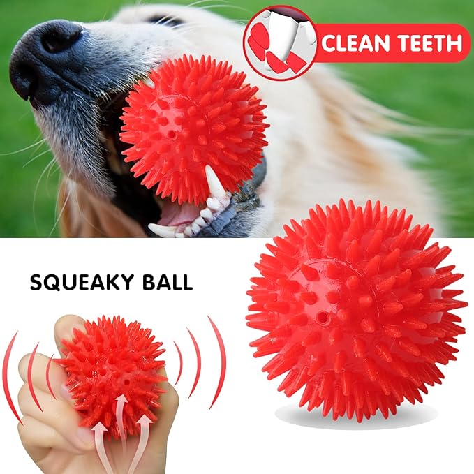 DKING 3Pack Squeaky Dog Balls,2 in1 Funny Puppy Ball Toys,Birthday Dog Toy for Small Medium Dogs (Monster Ball)