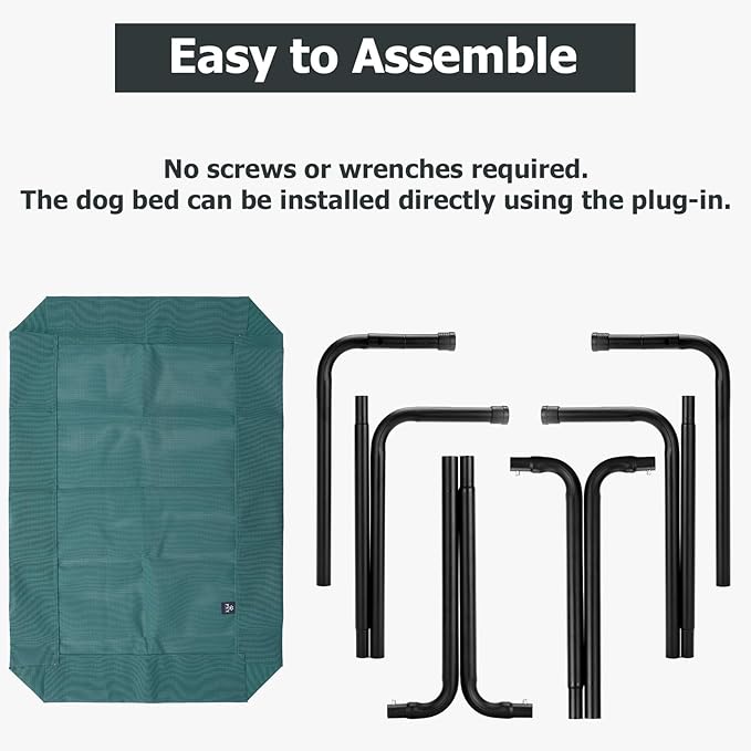 Elevated Dog Bed for Outdoor, Large Raised Dogs Cot for Training, Cooling Pet Beds with Washable Mesh, Indestructible Lifted Platform for Outside Camping, 41 inch Green