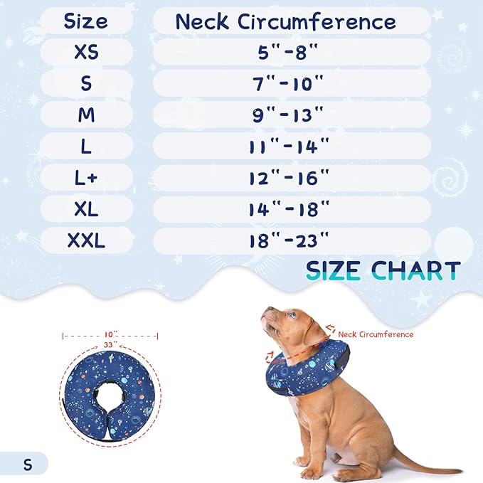 Supet Inflatable Dog Cone Collar Alternative After Surgery, Doggie Neck Donut Collar Recovery ECollar for Post Surgery, Soft Dog Cone for Small Medium Puppies Cats