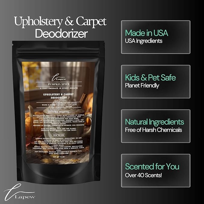 Pumpkin Spice Carpet Freshener Powder 16 oz | Powerful Odor Eliminator for Home | Upholstery Deodorizer | Carpet Deodorizer | Pet Urine | Cat Litter Box