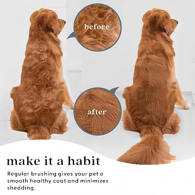 Marchul 2-in-1 Cat Grooming Brush, Cat Brushes with Release Button & Deshedding Dematting Rake, Grooming Comb Tool for for Long or Short Haired Pets, Reduce Shedding, Remove Knots and Massage, White