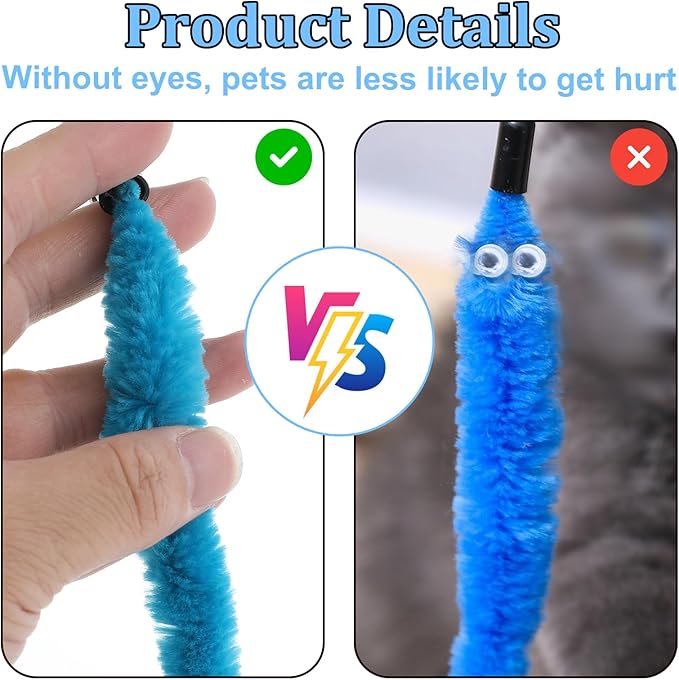 Cat Worm Toy with Foil, 10 PCS Cat Wand Attachments Worms Toy Interactive Cats Wand Attachments Worms Toys for Indoor Cats