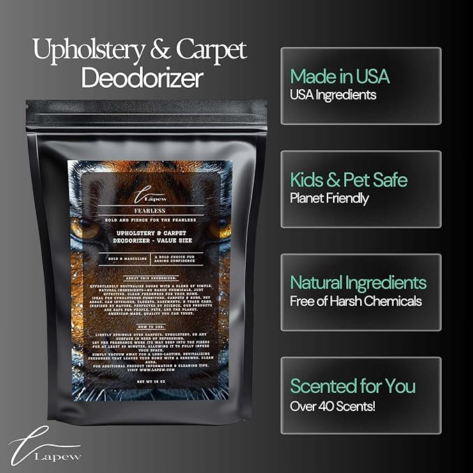 Fearless Carpet Freshener Powder Refill 36 oz | Powerful Odor Eliminator for Home | Upholstery Deodorizer | Carpet Deodorizer | Pet Urine | Cat Litter Box | Fierce Fragrance