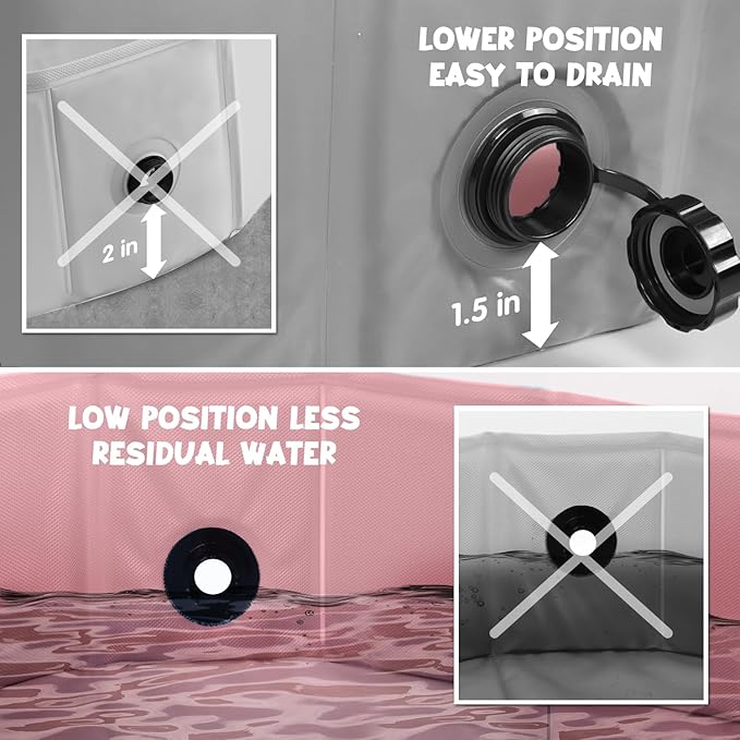 Furrybaby Dog Pool, Kiddie Pool Hard Plastic, Collapsible Pet Bath Foldable Swimming Pet Pool Portable Pink 32''