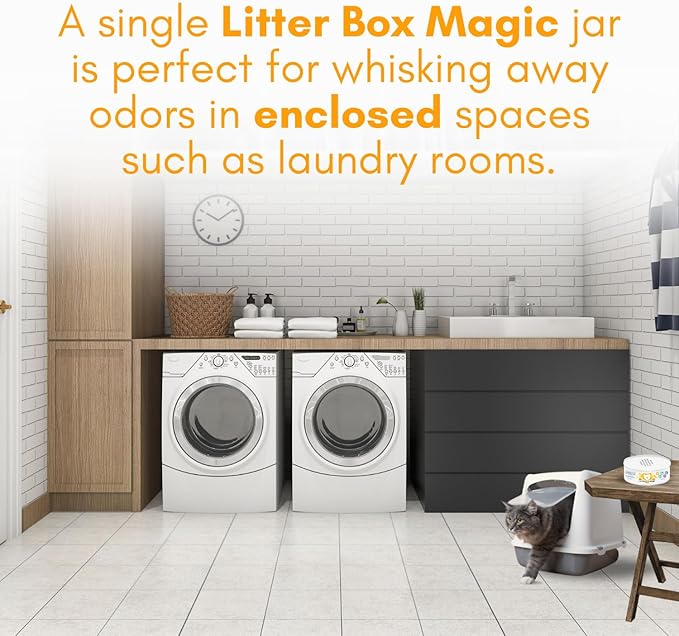 Cat Litter Deodorizer Jar (Orange Scent, 16 Oz, Pack of 1) - Cat Litter Odor Control Gel In A Jar - Cat Litter Box Pet Air Freshener - Litter Odor Eliminator to Freshen Air