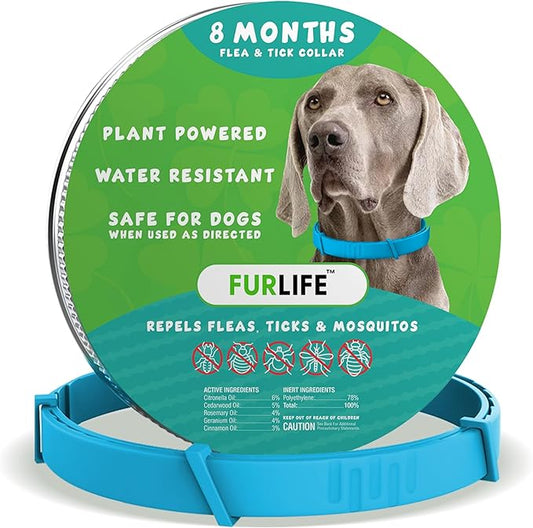 FurLife Flea and Tick Collar for Dogs – Waterproof Blue Dog Collar, Pet Supplies for Tick and Flea Prevention for Dogs, Safe for All Breeds