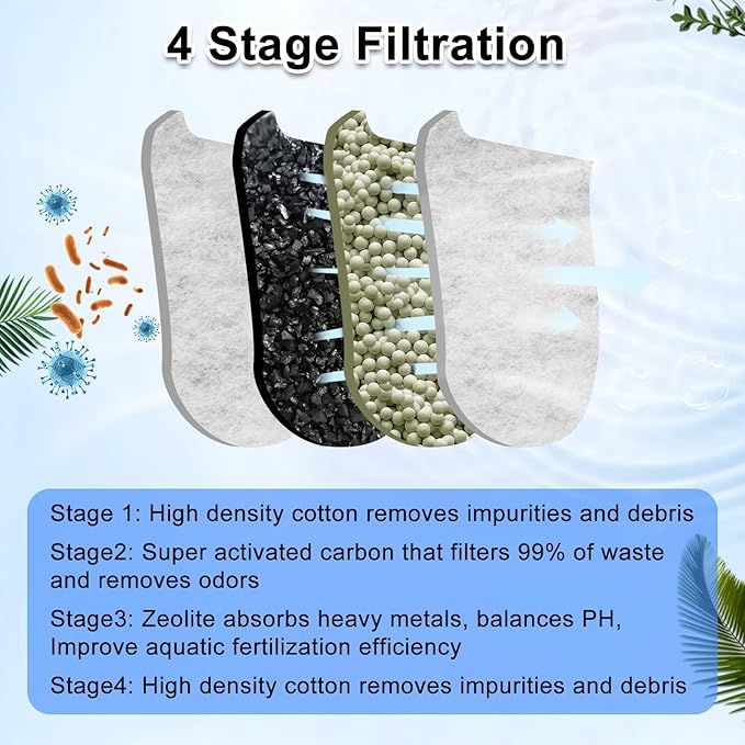 5 Pack Large Replace Filter Cartridge for Whisper EX Filter, Fish Tank Carbon Filter Cartridges for Aquarium, Compatible with Whisper EX30/EX45/EX70 Filters