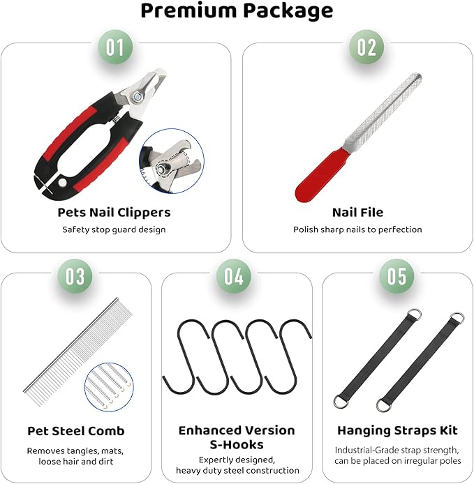 Guzekier Pet Dog Grooming Hammock Harness for Cats & Dogs, Dog Sling for Grooming, Dog Hammock Restraint Bag with Nail Clippers/Trimmer, Nail File, Pet Comb,Ear/Eye Care