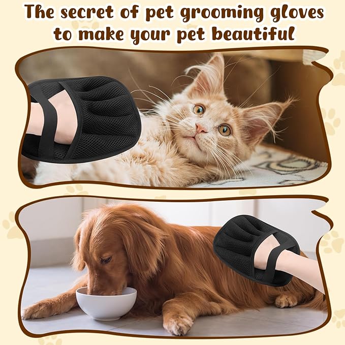 Pet Hair Remover Gloves,Electrostatic Removal for Pet Hair,Reusable Cat & Dog Grooming Gloves for Clothing/Couch/Furniture/Carpet/Car Seat(2Pcs)