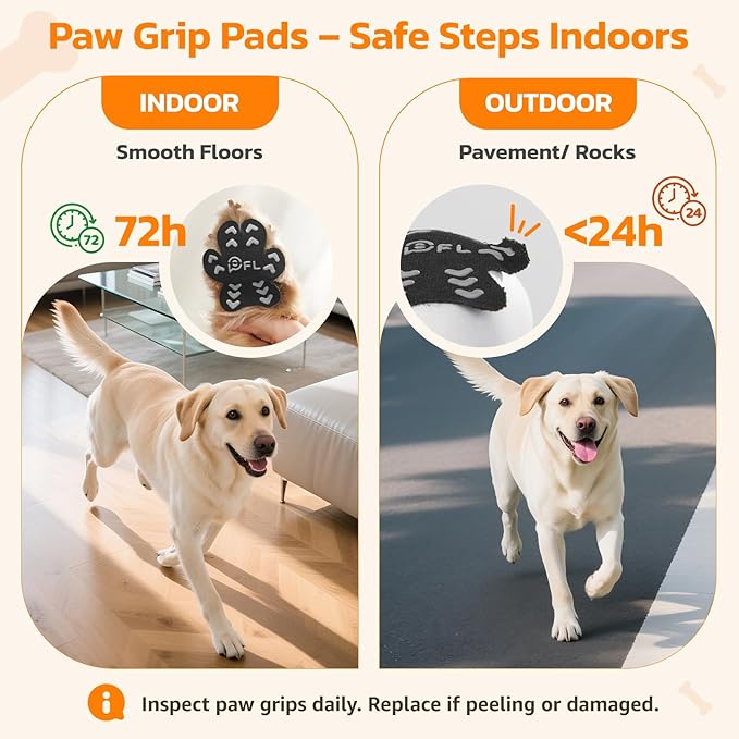 Anti-Slip Dog Paw Protector Pads for Senior Dogs, Dog Paw Pink Stickers with Strong Traction on Hardwood Floor, Dogs Essentials M (11-20lbs)