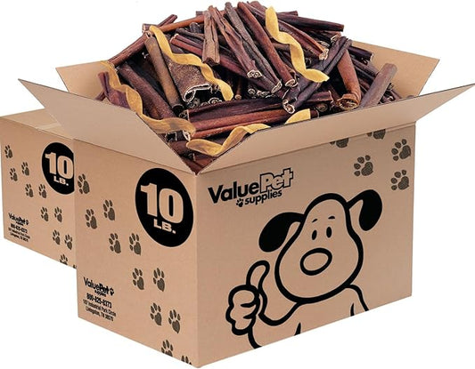 ValueBull Collagen Sticks for Dogs, Varied Shape & Size Chews, Natural Long-Lasting Dog Treats, 20 Pound Bulk Pack - Supports Joints, Skin & Coat with Chondroitin & Glucosamine