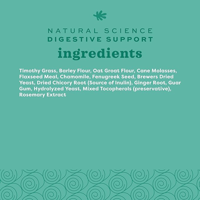 Oxbow Animal Health Natural Science Digestive Support, High Fiber Supplement for Rabbit & Guinea Pig, Made with Timothy Hay, Includes Chicory Root, Ginger Root, Chamomile, Made in USA, 4.2 oz Bag