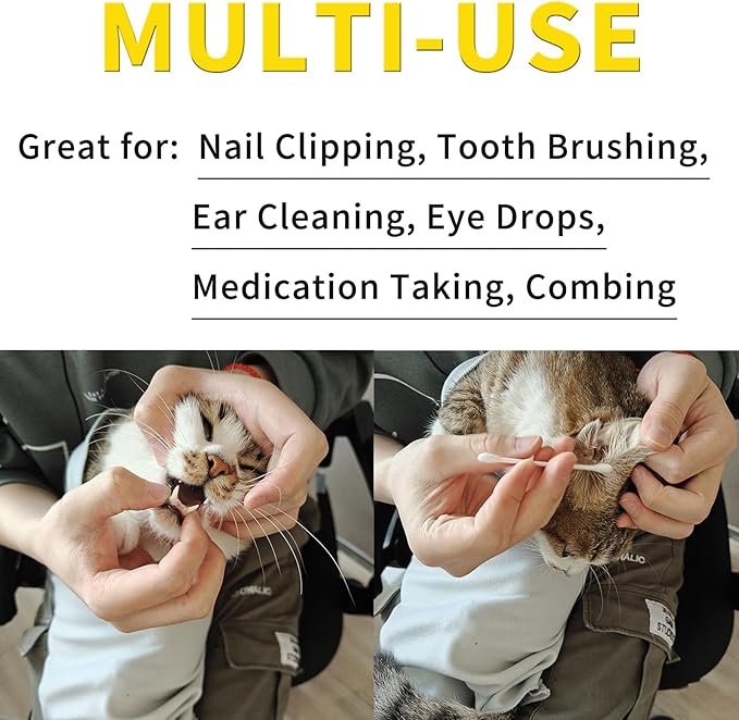 2PCS Cat Wrap for Cutting Nails, 21x21in Self-Adherent Pet Cat Grooming Wrap for Medicine, Nail Clipping, Teeth Brushing, Ear Cleaning | Anti-Escape Anti-Bite Anti-Scratch (Solid)