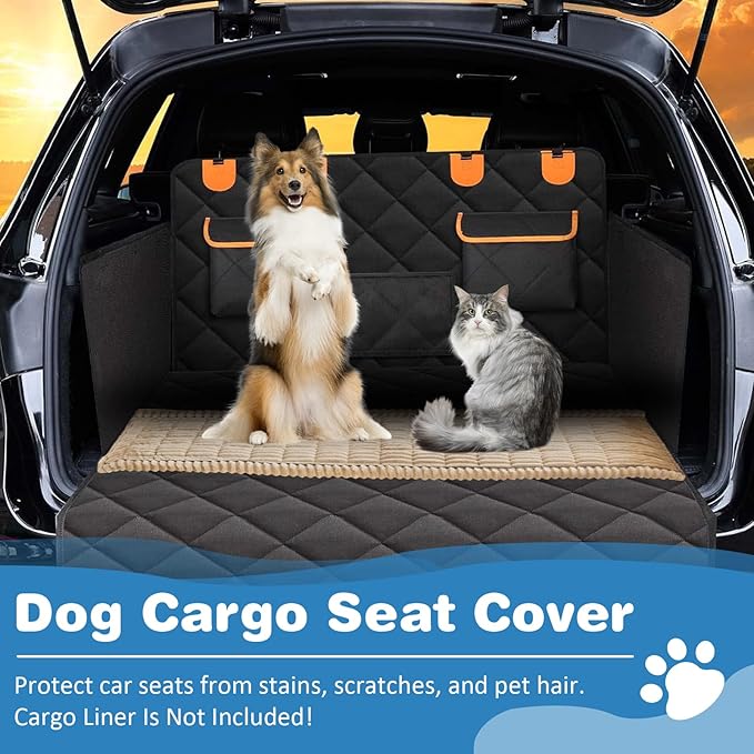 VClife Dog Bed Mat for Car, Anti Slip Pet Bed Travel Pad Comfortable Furry Dog Car Seat Cover for Backseat Extender, Washable Pet Cushion Bed Mat for Indoors & Outdoors (Brown, 51"×23.6")