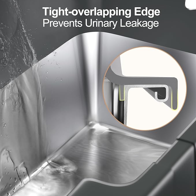 Sousia Stainless Steel Litter Box, Non-Sticky Anti-Leakage Easy Cleaning Metal Cat Litter Tray with Lid, High Wall Sides Enclosure and Scoop, Ideal for Big Cats, XL (Grey)