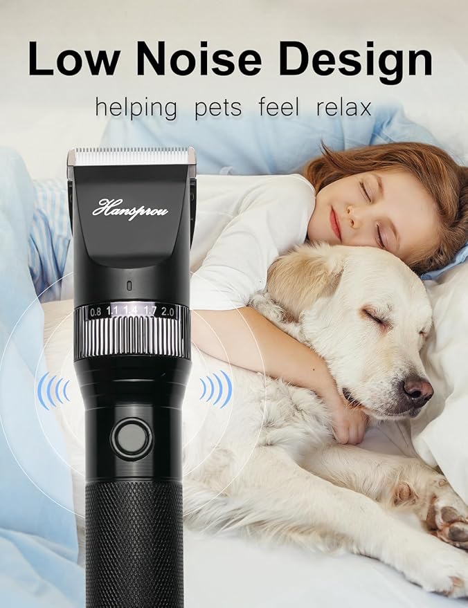 Dog Clippers for Grooming, 12V Professional Dog Clippers，Heavy Dutt Corded Pet Hair Trimmer Pet Trimmer for Thick Hair with Guard Combs Brush