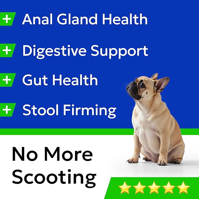 BARK&Spark Dog Anal Gland Treatment Chews - AnalGland Support Supplement - Stop Scoot & Reduce Odor with Prebiotics & Digestive Enzymes - Bacon Flavor, 120 Treats