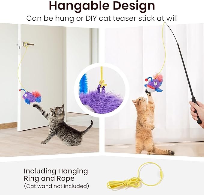 Potaroma Cat Toys Flapping Fish, Interactive Realistic Anglerfish Toy Stuffed with Catnip and Crinkle Paper Hangable Design for Bored Indoor Kittens 5.5 Inches