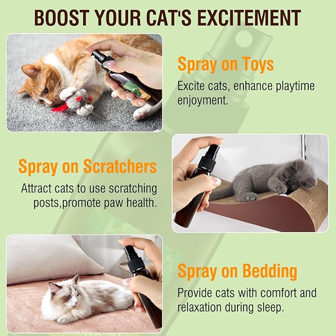 Catnip Spray with Silvervine Fruit,More Appealing Than Catnip Spray,Cat Scratch Spray for Outdoor Training,Fits All Cats,50ml/1.69fl oz