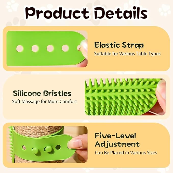 4PCS Cat Self-Groomer, Indoor Cat Brush, Adjustable Silicone Self-Cleaning Massage Tool for Dogs and Cats Scrubbing, Bathing, Massage, Hair Cleaning