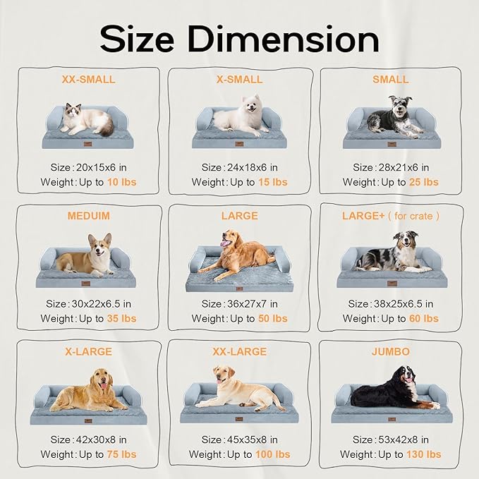Small Dog Bed Orthopedic Washable Cat Bed Memory Foam Couch Sofa Comfy Pet Beds with Waterproof Removable Cover & Non-Slip Bottom
