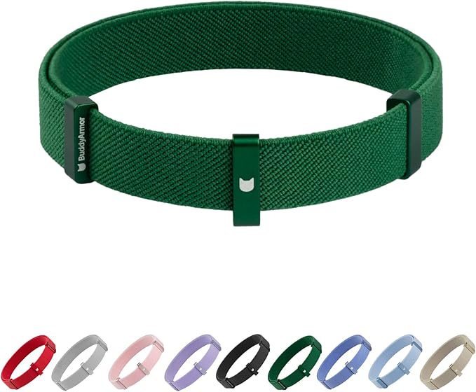 Safety Cat Collar - U.S. IDA Gold Awarding Design, Stretch Elastic Quick Release, Non Breakaway - Light Weight for Kitten, Neck Fit 7.8'-15.7' for All Small Large Cat,M(Alpine Green)