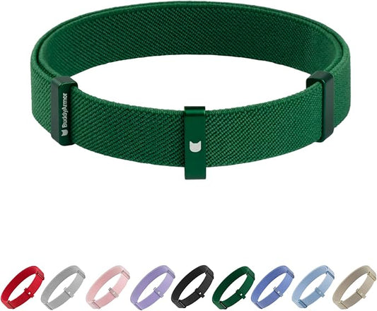 Safety Cat Collar - U.S. IDA Gold Awarding Design, Stretch Elastic Quick Release, Non Breakaway - Light Weight for Kitten, Neck Fit 7.8'-15.7' for All Small Large Cat,M(Alpine Green)
