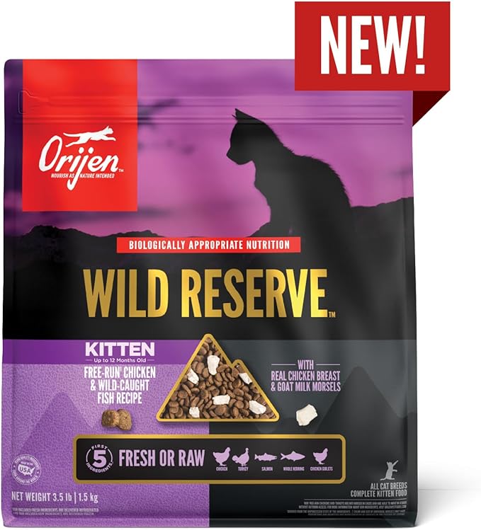 ORIJEN Wild Reserve Dry Cat Food Free-Run Chicken & Wild-Caught Fish Kitten Recipe 3.5lb Bag