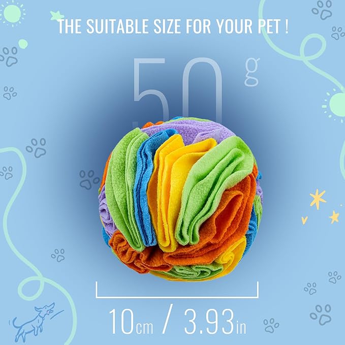 Pet Snuffle Ball, Puzzle Sniffing Interactive Dog Ball for Blind Dogs Training Stress Relief Dog Enrichment Toys Treat Machine Washable (Sweet Purple, 10cm)