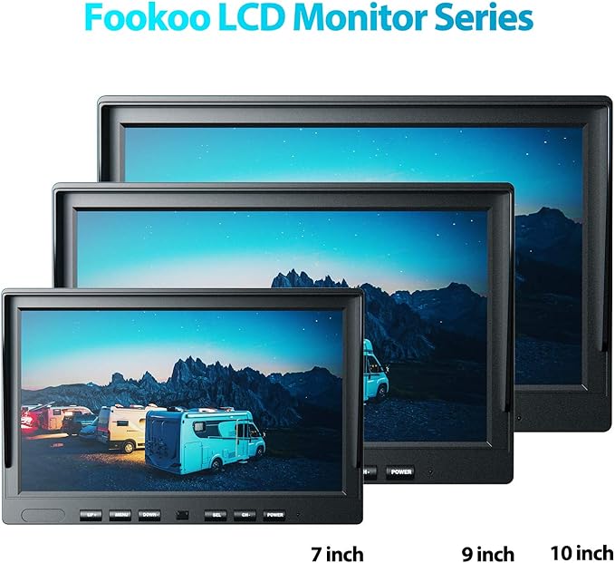 Fookoo Ⅱ HD Wired Backup Camera System Kit,10 inch Dual Split Screen Monitor with Recording IP69 Waterproof Front View Rear View Cameras Parking Lines for Truck/Semi-Trailer/Box Truck/RV(DY102)