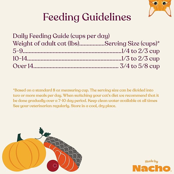Made by Nacho Dry Cat Kibble 4lb Bag, High Protein Premium Cat Food with Freeze Dried Pieces, Sustainably-Caught Salmon, Whitefish & Pumpkin, Limited Ingredients, Single Bag