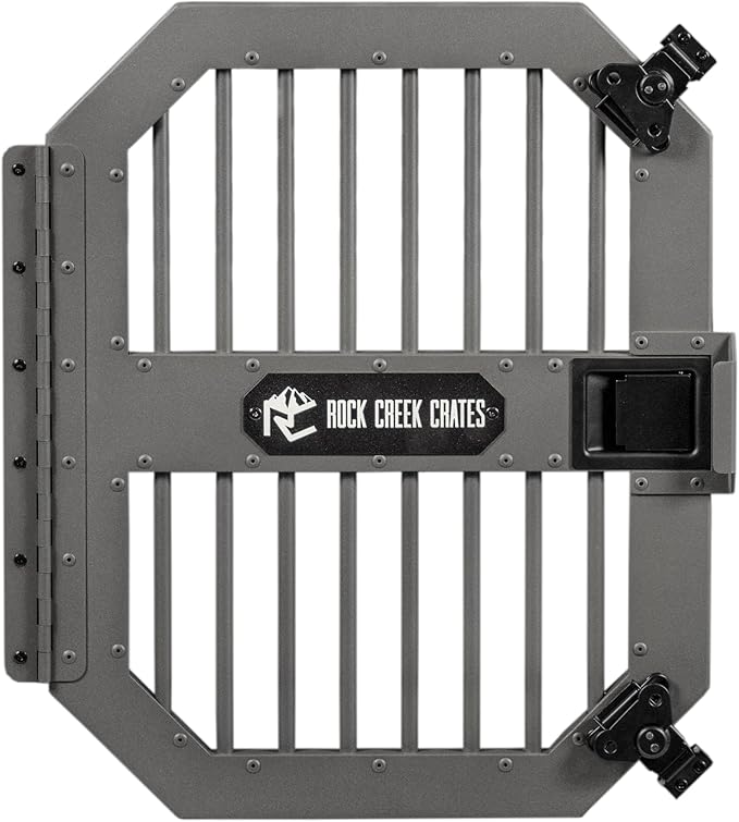 ROCK CREEK CRATES Collapsible Dog Crate: Meticulously Engineered, Durable Aluminum Construction, Non Slip Feet | 10 Year Warranty | Ideal for Indoor & Vehicle Use (White Snowfall, 30 Inch)
