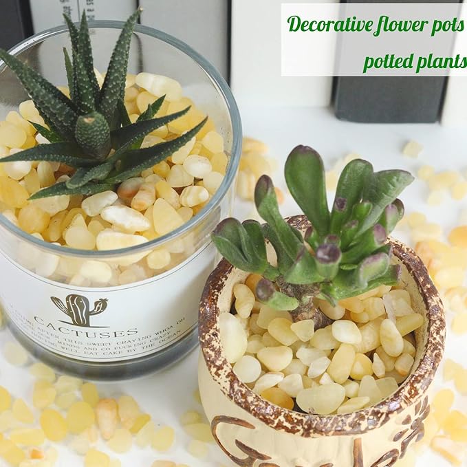 Yellow Jade Aquarium Gravel Rocks Natural Tumbled Healing Crystal Chips Bulk Gemstones Crushed Stones for Fountain Vase Filler Planters Decorative Fish Tank Potted Reiki Energy Balancing 0.45lb