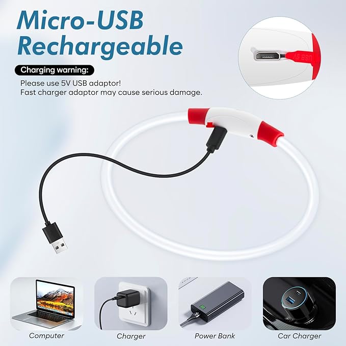 BSEEN Light Up Dog Collar - Rechargeable LED Dog Collar - 360° Glow in The Dark Pet Collar for Small Medium Large Dogs, TPU Cuttable Puppy Collar Safety Dog Lights for Night Walking (Red 70cm)