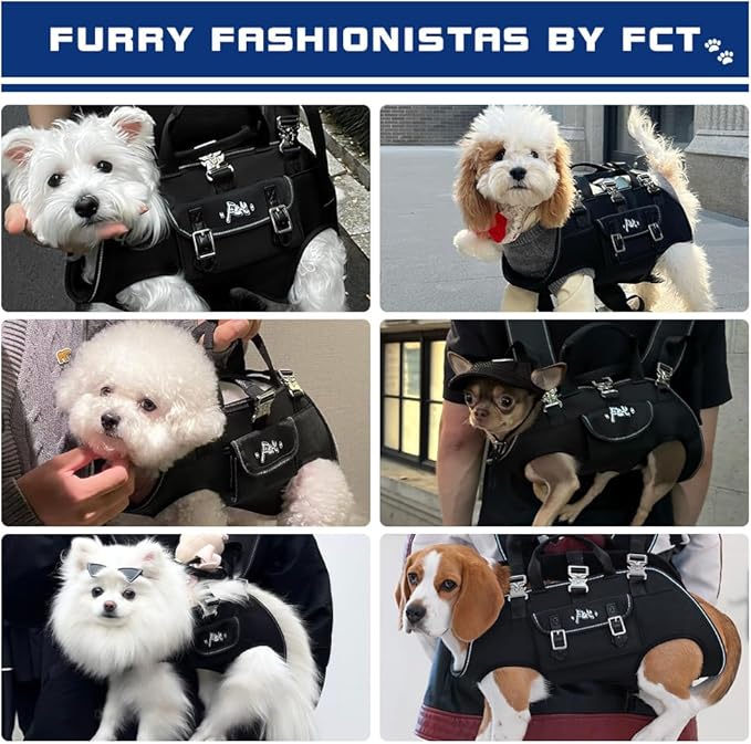 Dog Backpack Carrier - Spine-Friendly for Small to Midium Dogs (8-18 lbs), Horizontal Design Dog Carrier with Adjustable Back Straps,Legs-Out Comfort for Travel/Hiking/Cycling (Black, Size M)