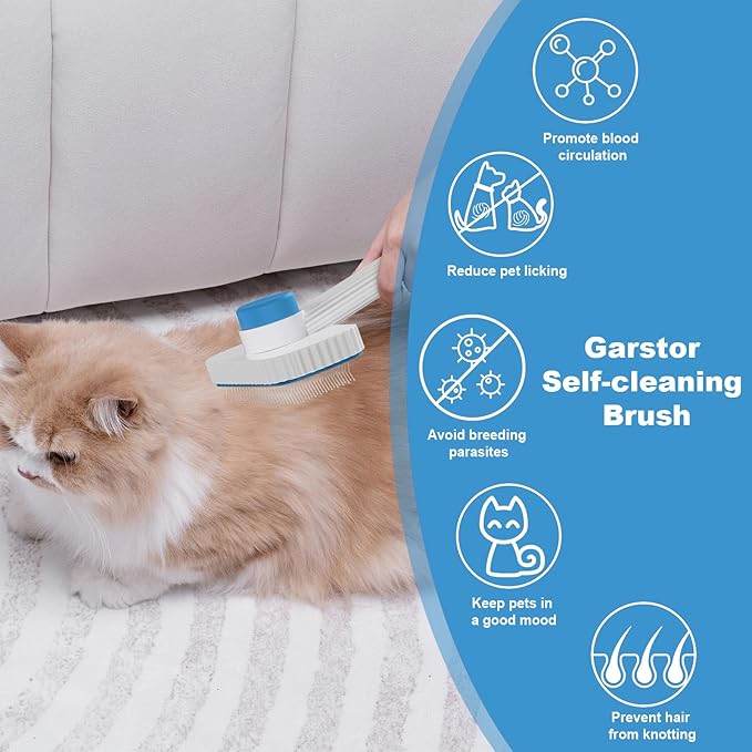Cat brush, Cat Brush for Long or Short Haired Cats, Remove Loose Fur and Mats, Rounded Pins Reduces Painful Pulling, Not for Tangle and Curly Fur, Azure