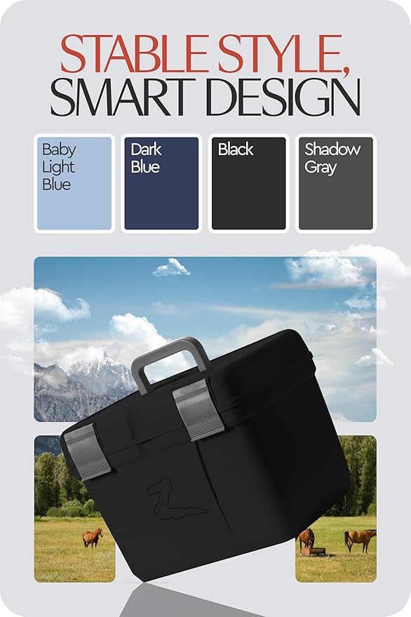 HORZE Smart Grooming Box for Horses, Dogs, Cats with Removable Tray | Non-Slip, Crack Resistant | 16" x 12" x 12" - Black - One Size