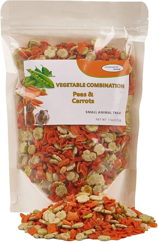 Rabbit Chew Toy - Carrot and Pea Slice Combination 11oz Treats, Suitable for Rabbits and Other Small Herbivores