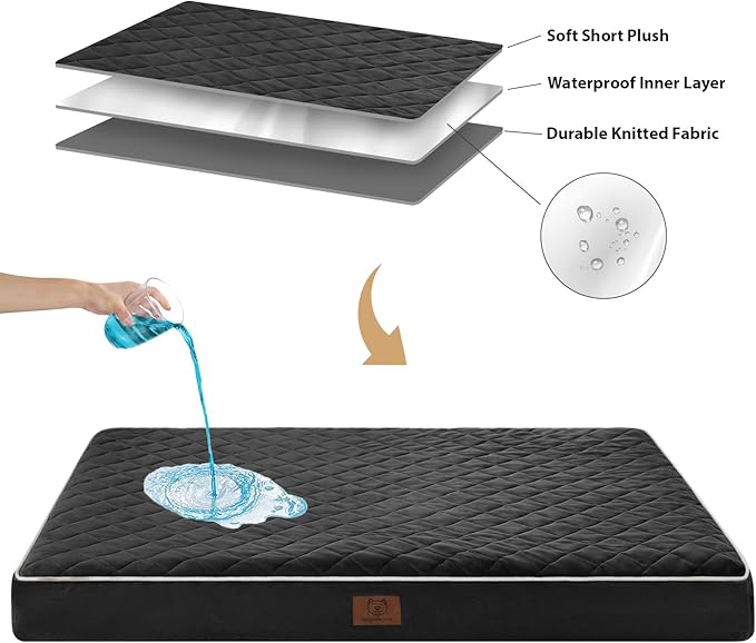 WNPETHOME Orthopedic Dog Bed Medium Size Dog, Waterproof Medium Dogs Bed with Removable Washable Cover, Multi-Needle Quilting Dogs Crate Bed