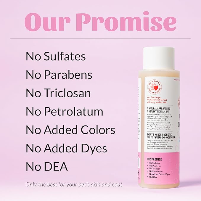 Skout's Honor Probiotic Dog Shampoo & Conditioner with Avocado Oil & Omega-3s, 97% Natural, Paraben & Sulfate-Free, Cruelty-Free, 16oz, Happy Puppy, 2-Pack