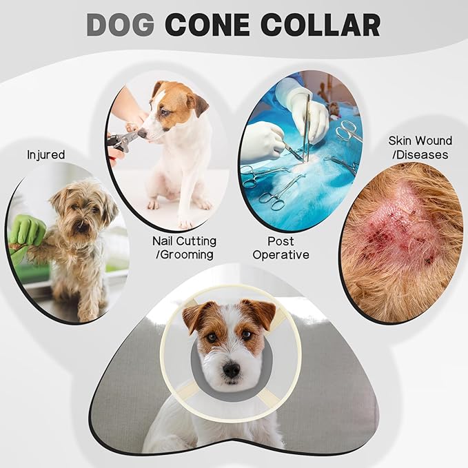 Soft Dog Cone Collar to Stop Licking-Adjustable Comfortable Mesh Recovery Collar After Surgery for Small or Miniature Dogs, Alternative to Plastic Elizabethan Collars for Neuter Incision Care (Grey,L)