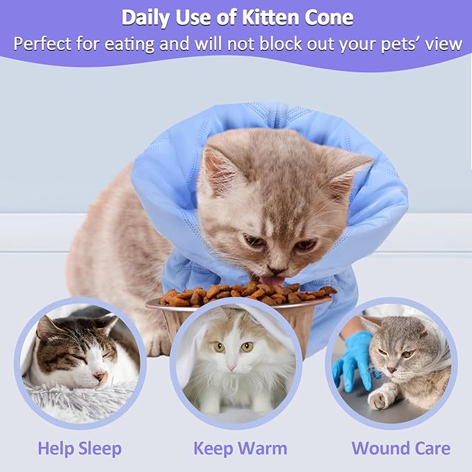 Soft Cat Cone Collar for Recovery - Adjustable, Lightweight Elizabethan Collar Alternative for Small Cats & Kittens
