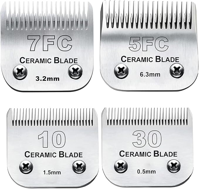 Dog Grooming Clipper Replacement Blades Compatible with Andis Pet Clipper/Oster A5/Wahl KM Series Dog Clipper,Ceramic Blade & Stainless Steel Blade(10+30+7FC+5FC)